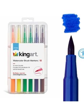 Blue Watercolor Brush Marker Set (12-Pack)